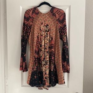 FREE PEOPLE silky long sleeve mini dress NWT